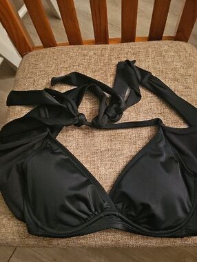 Athleta Black Halter Swim Bikini Top